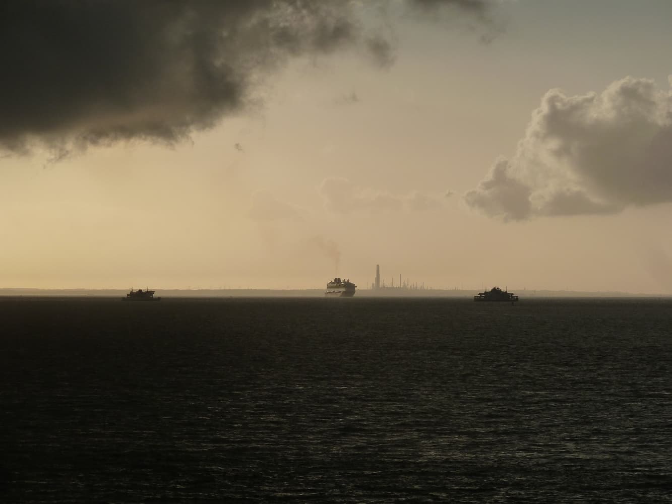 Dark storm clouds gathering over the Solent, viewed from No Man's Land Fort
